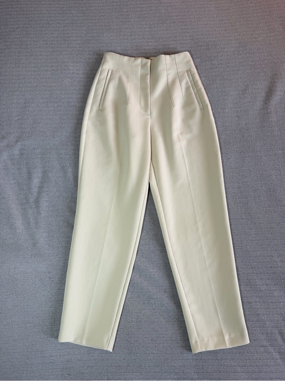 Zara Ivory High-Waist Tailored Trousers